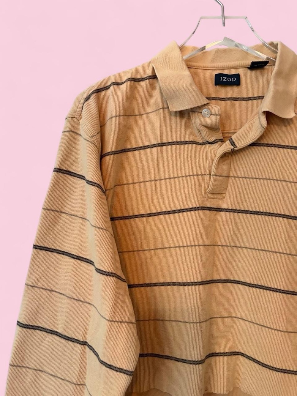 1990s Izod Rib Knit Striped Crop Skater Polo